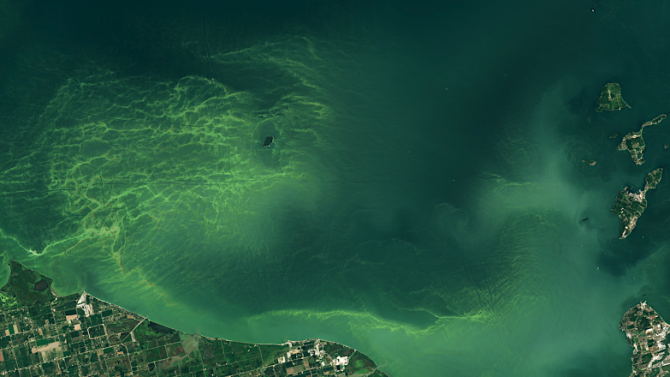 Algal communities flourish in Lake Erie’s western basin each summer. Scientists are looking to new NASA technology to better track them from space. Instrument: Landsat 9 — OLI-2 Larger image