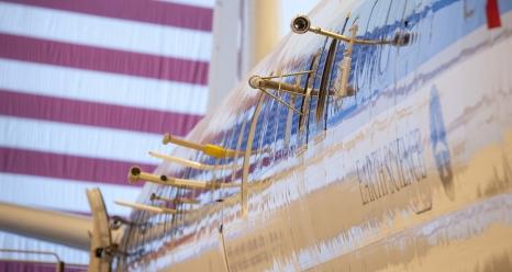 A number of atmospheric probes are installed along the fuselage of NASA's DC-8 in preparation for the SEAC4RS study to learn more about how air pollution and natural emissions affect climate change. 