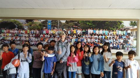 Songchon Elementary School designated AERONET site managers give a thumbs up to NASA