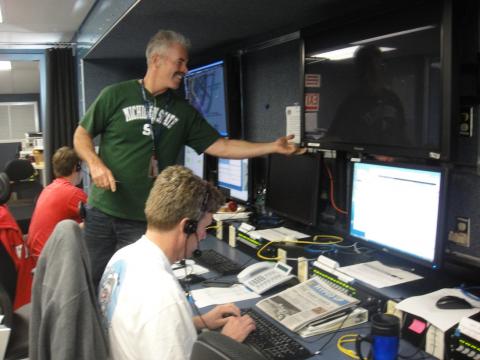 Deputy Principal Investigator Paul Newman in the Payload Mobile Operations Facility (Sep 2012)