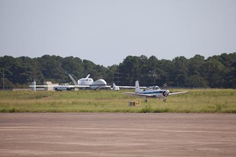T-34 Chase Plane with the Global Hawk in the background